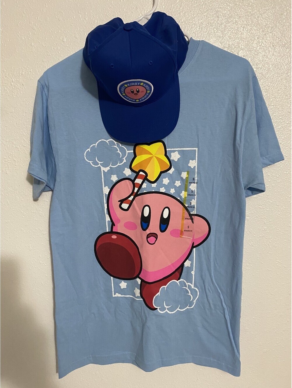 Nintendo Kirby Graphic T-Shirt Cream Short Sleeve Small, Kirby blue hat all size
